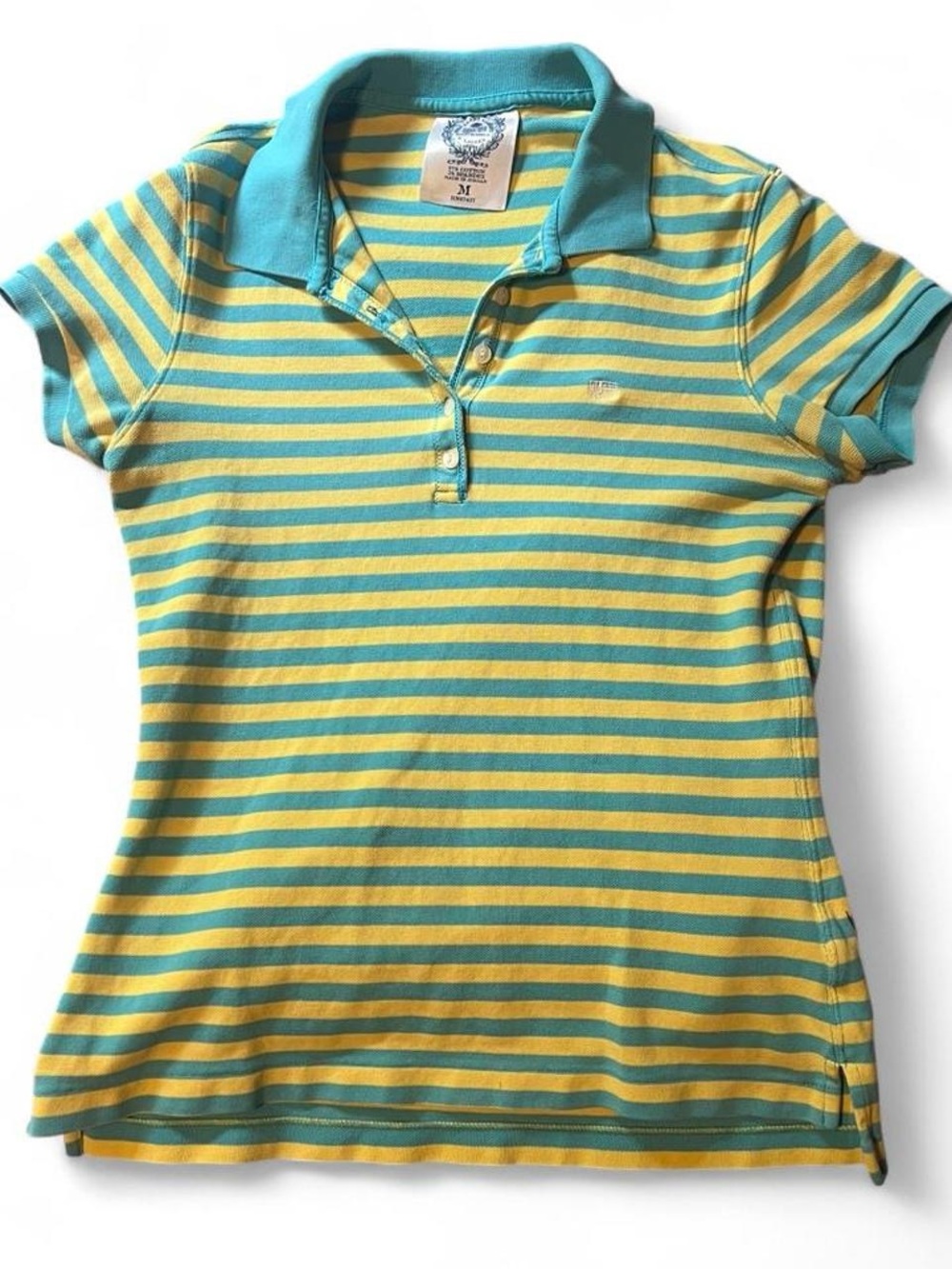 Vintage Ralph Lauren Yellow and Teal Striped Polo